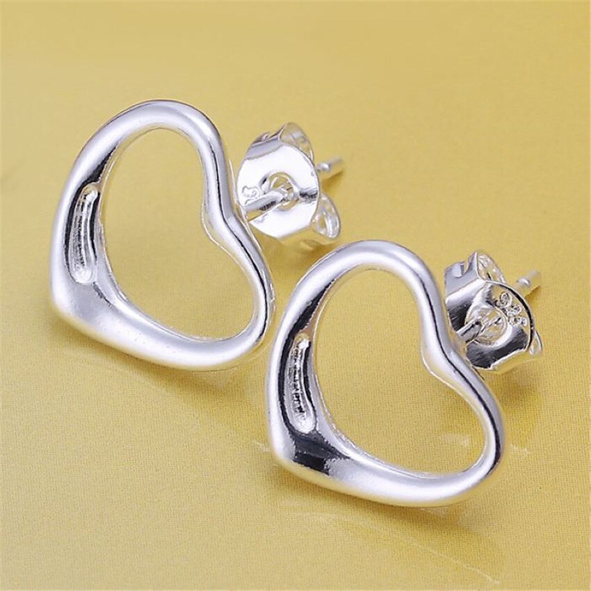 Hot 925 Stamp Silver color Earrings for Women temperament Exquisite heart Ear studs Christmas Gifts Street all-match Jewelry
