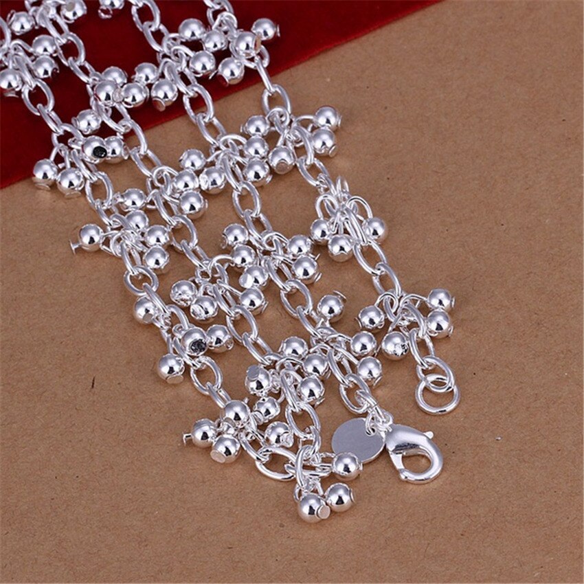Hot fashion 925 Stamp Silver beads chains necklaces for women luxury designer jewelry party wedding accessories Holiday gifts