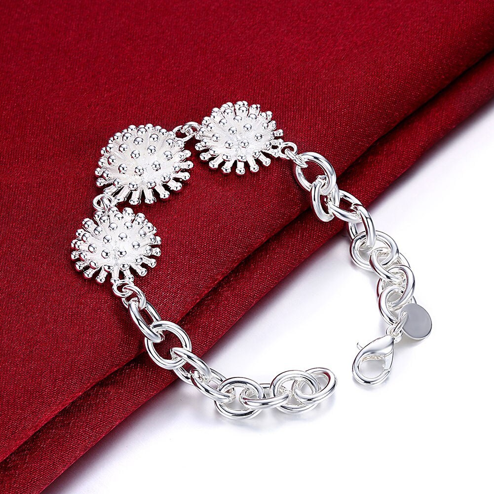 High-quality 925 Stamp Silver color fine Fireworks Pendant necklace bracelet Jewelry set for women Fashion Party Holiday gifts