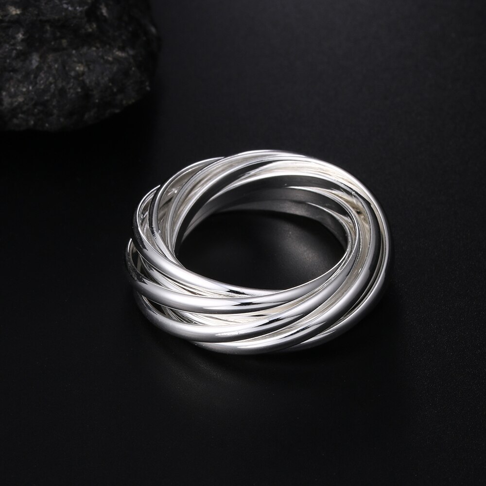 Charm 925 Stamp Silver color Nine Circles Rings For Women Fashion Folk-Custom Wedding Engagement Party Gifts lady fine Jewelry