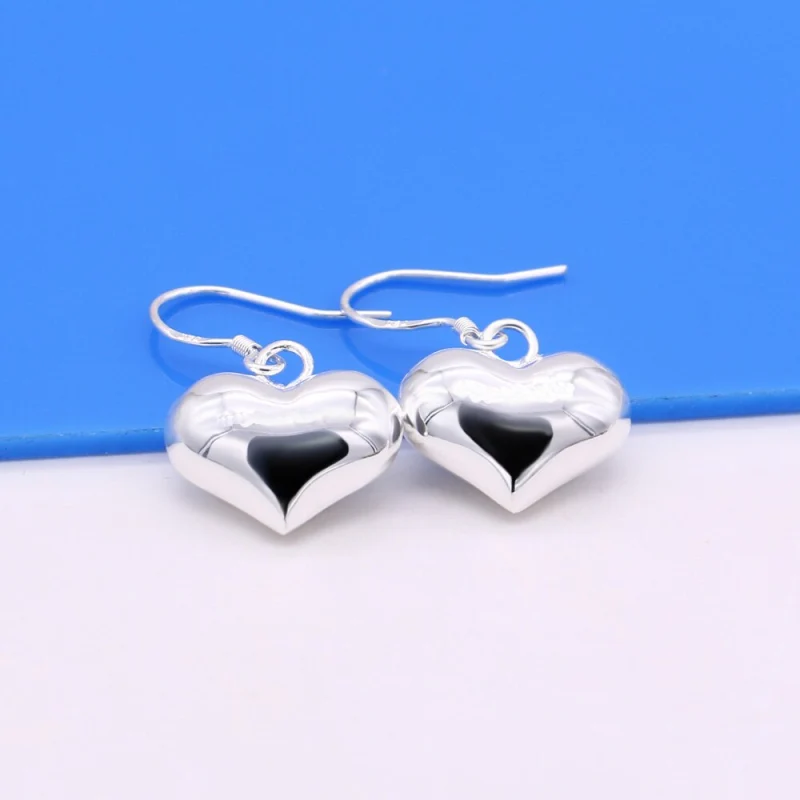 New charm 925 Stamp Silver color Romantic heart pendant necklaces earrings for women fashion wedding engagement Jewelry Sets