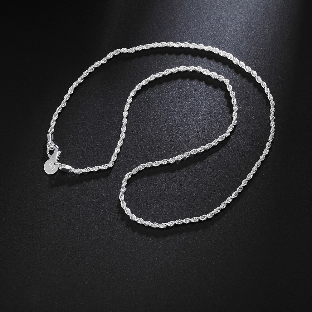 Factory direct hot women Mens 925 Stamp Silver color 2MM Twisted Rope Chain Necklace 16/18/20/22/24 Inch Fashion Jewelry Gift