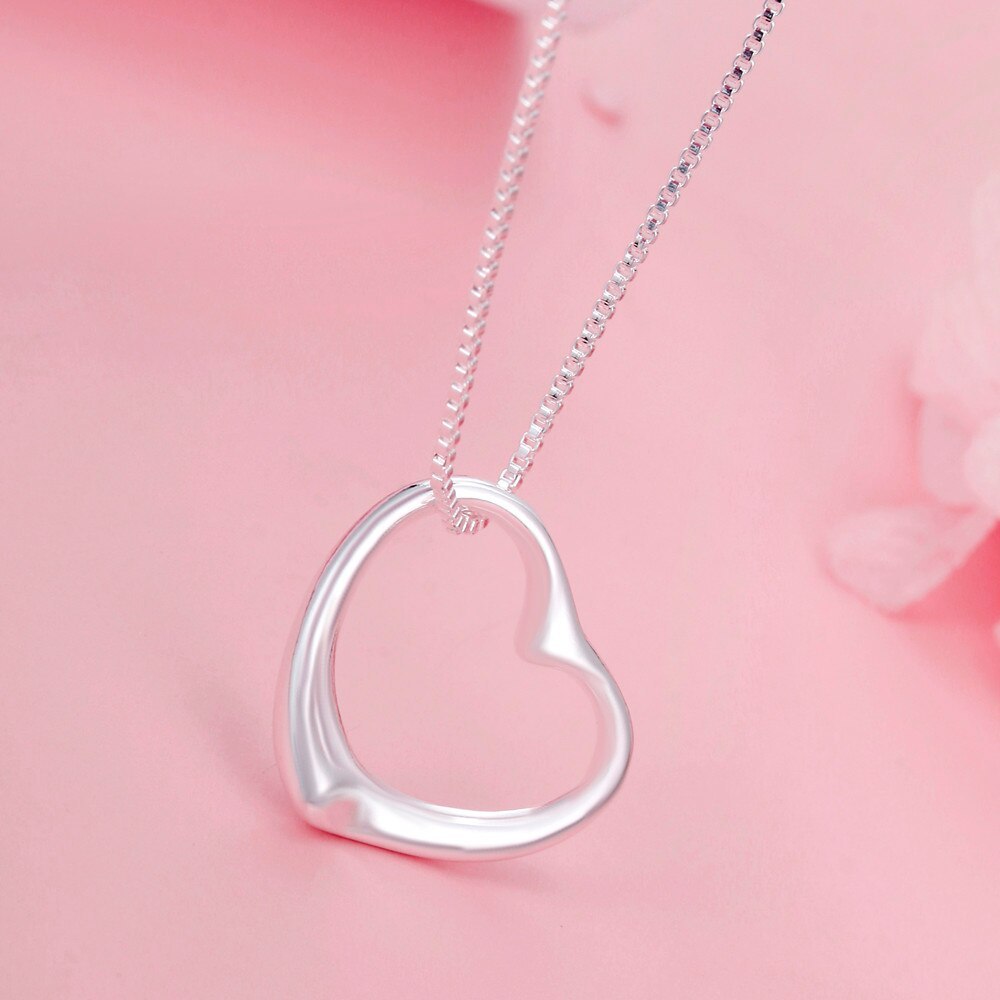 Hot 925 Stamped Silver charm heart Pendant box chain Necklaces For Women fashion party wedding engagement Jewelry holiday gifts
