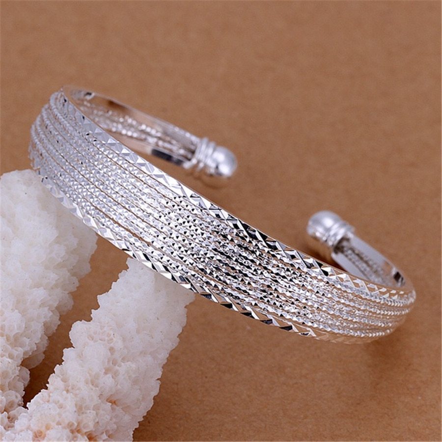charms silver Color Luxury Chain bracelets Bangles cuff for women fashion classic party wedding jewelry Adjustable hot sale