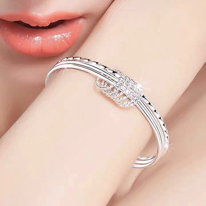 Special offer Hot new 925 Sterling Silver fine Three circles bangle for women Fashion Party wedding Jewelry Christmas gifts