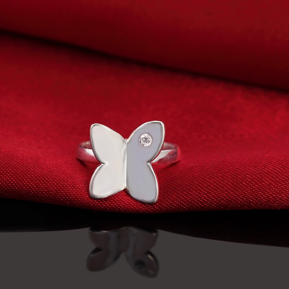 Factory direct 925 Stamp Silver color Rings For Women wedding crystal butterfly Fashion Party Gifts Girl Jewelry engagement ring