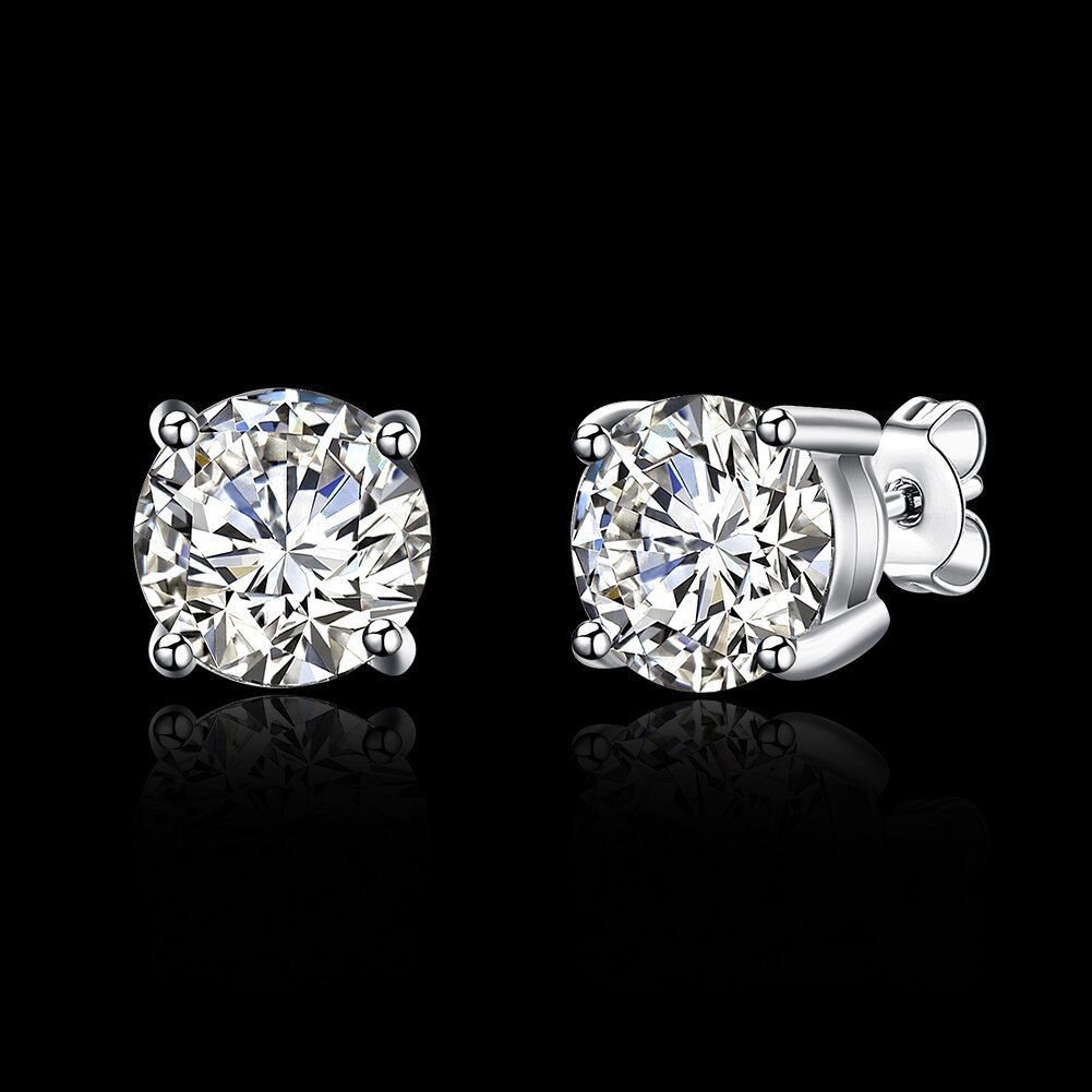 Beautiful 925 Stamp Silver color Shining crystals stud earrings for women fashion Charms party wedding jewelry Christmas gifts