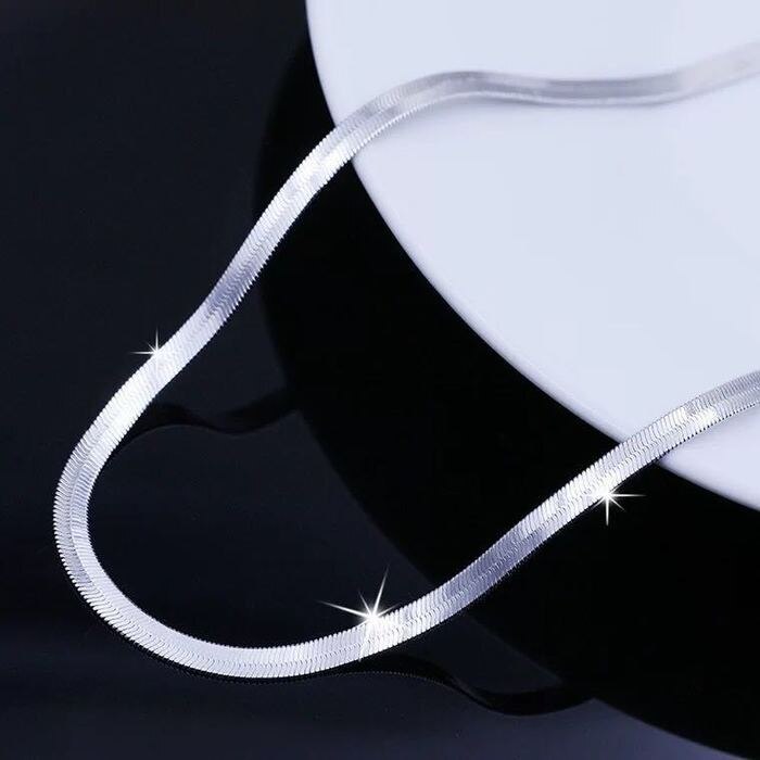 925 Stamp Silver color 4MM chain Necklace for Women Luxury Couple Fine Jewelry Blade Chain wedding gift choker Clavicle