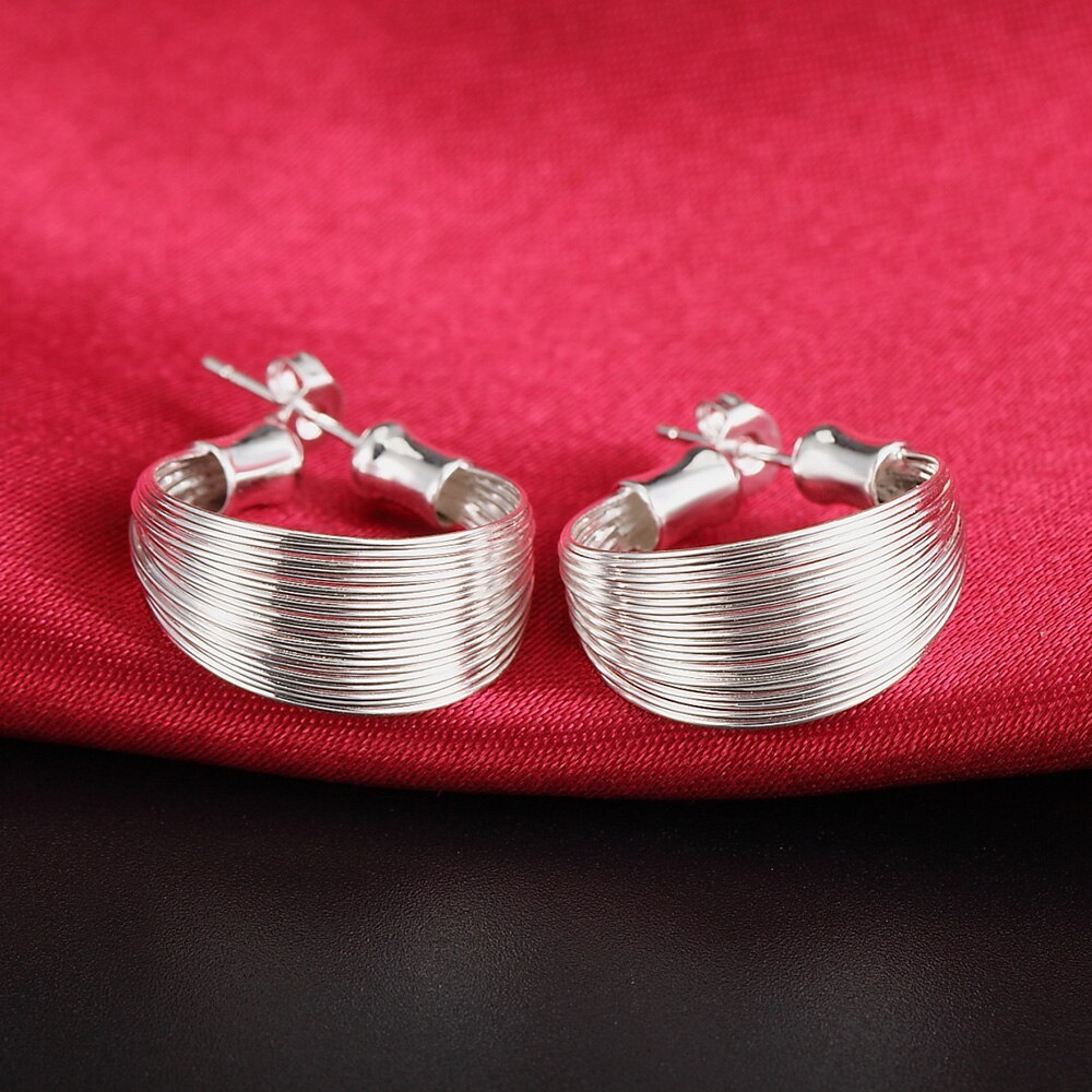 925 Stamp Silver color Earring for woman high quality Fashion Jewelry Retro line Ear hook earrings stud party gail Holiday Gifts