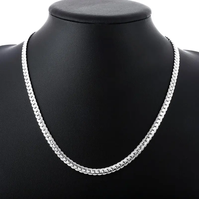 Hot 925 Stamp Silver color 6mm width Chain luxury Fine Necklace For Woman Men 18-24inches Fashion Wedding  party Jewelry
