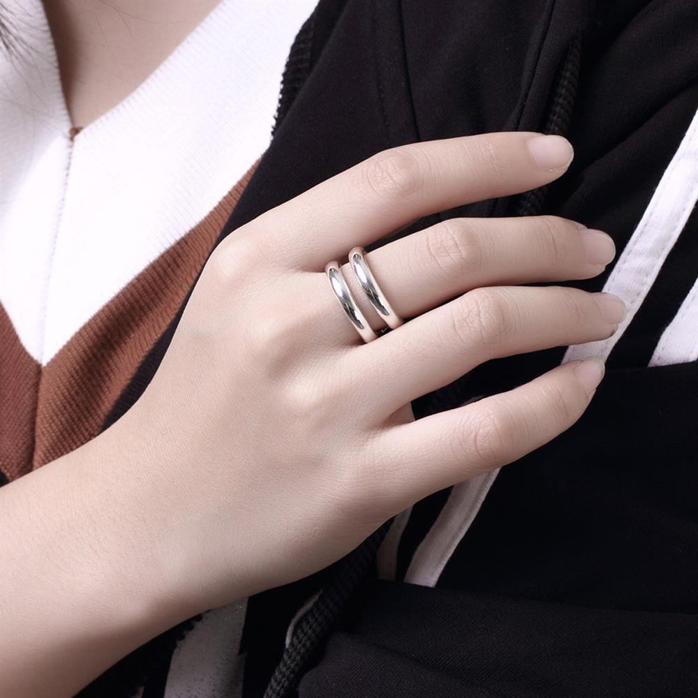 Pretty 925 Stamped silver Charm Double Line Bangles Rings Jewelry Set for women fashion party wedding accessories holiday gifts