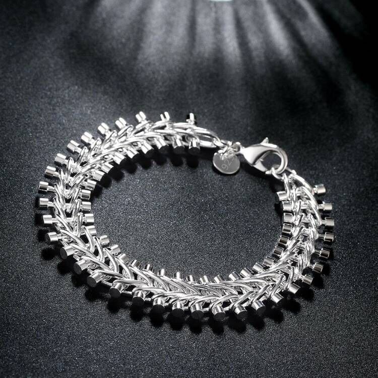 New fine Creative geometric bracelet Women men's 925 Stamp Silver color Jewelry Fashion Wedding Party Popular brands Gift