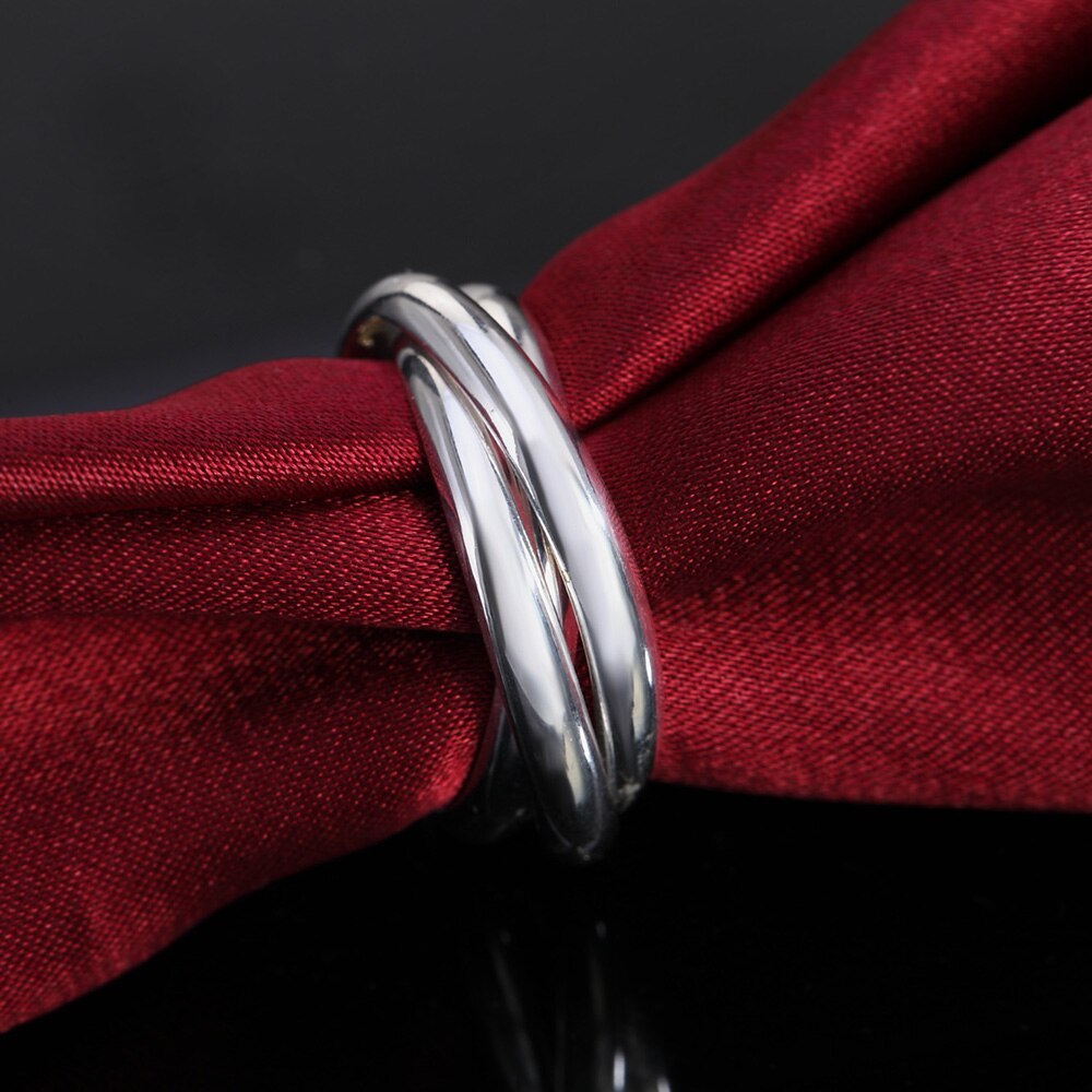 Special offer Silver Rings For Women Simple three circles size 5/6/7/8/9/10 Fashion Party Gift Girl student Jewelry