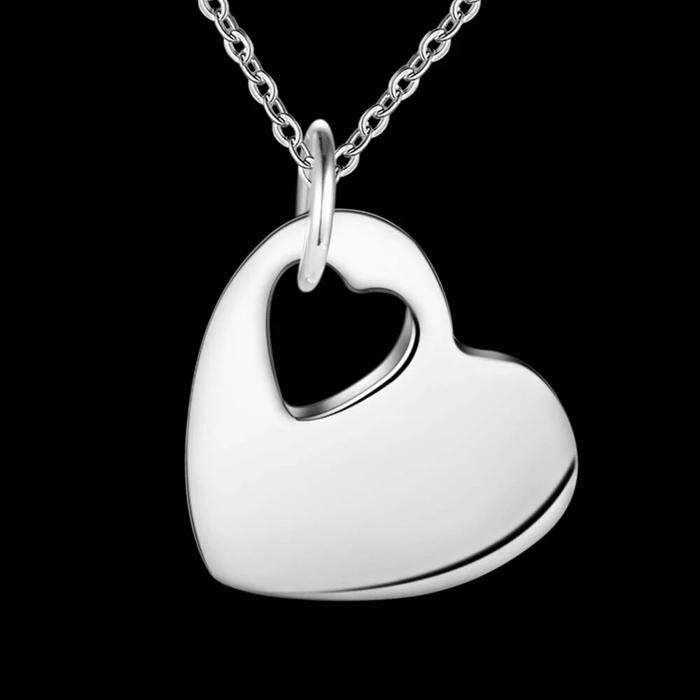 Factory direct 925 Stamp Silver color Romantic Heart Pendant Necklace for Women  Gift Fashion Luxury Party Wedding Jewelry