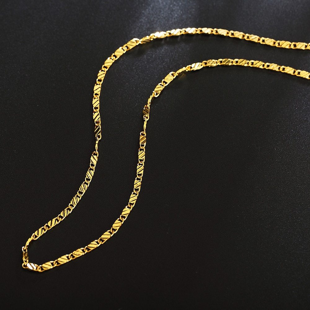 Factory direct New 18K gold Necklaces 16/18/20/22/24 Inches Beautifully 2MM flat Clavicle chains for Men Women Jewelrys Gifts
