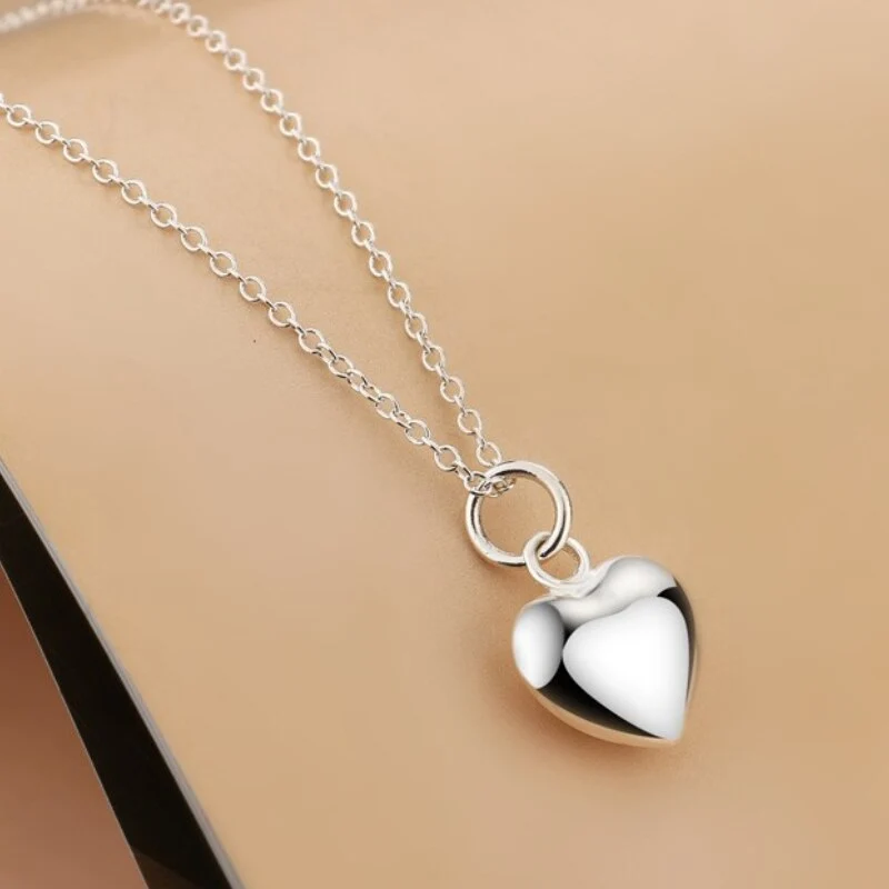New charm 925 Stamp Silver color Romantic heart pendant necklaces earrings for women fashion wedding engagement Jewelry Sets