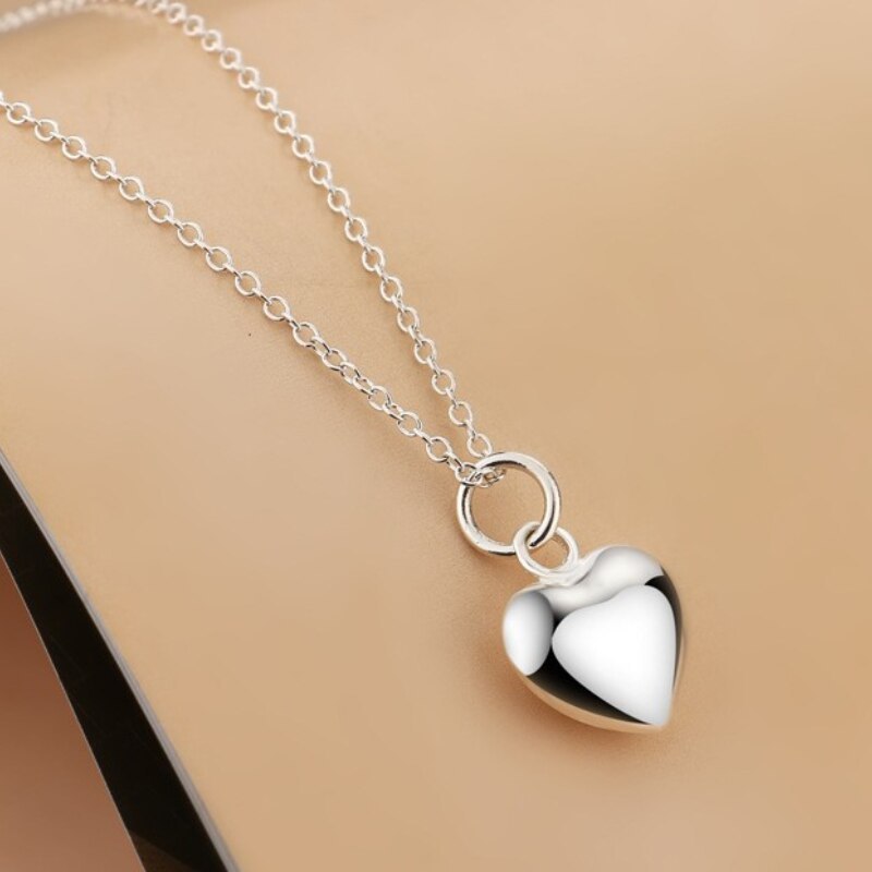 New charm 925 Stamp Silver color Romantic heart pendant necklaces earrings for women fashion wedding engagement Jewelry Sets