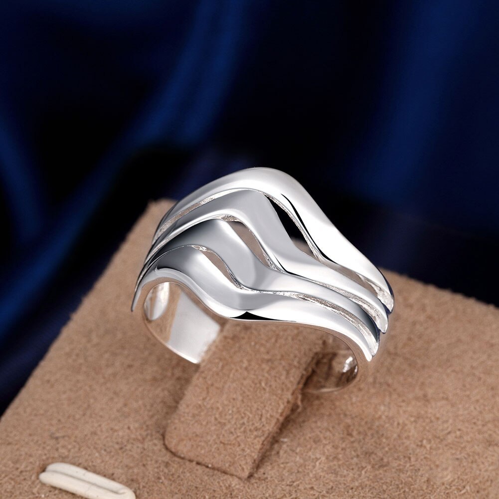 Special offer charm 925 Solid silver Rings For Women Jewelry Water ripple adjustable Fashion Wedding Party Girl student gifts