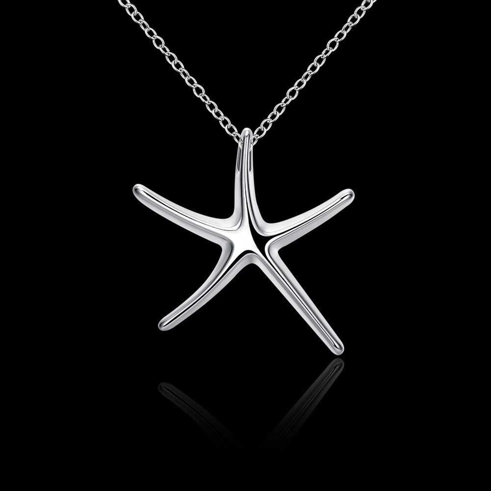 Special offer 925 Stamp Silver color Starfish Pendant Necklace For Women Christmas gift high quality Fashion party Jewelry
