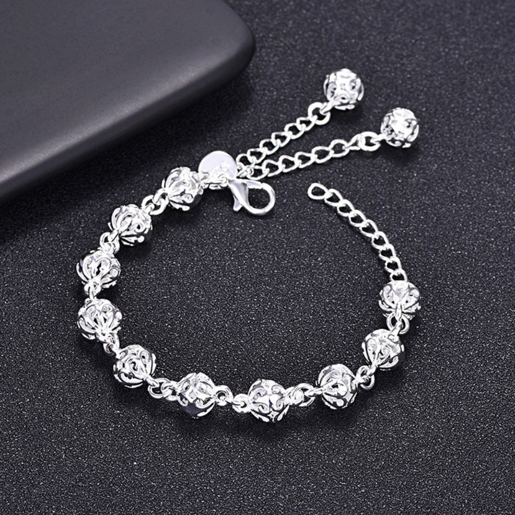 Special offer fashion 925 Stamp Silver color Bracelet for woman elegant Hollow ball chain fine luxury jewelry Wedding party gift