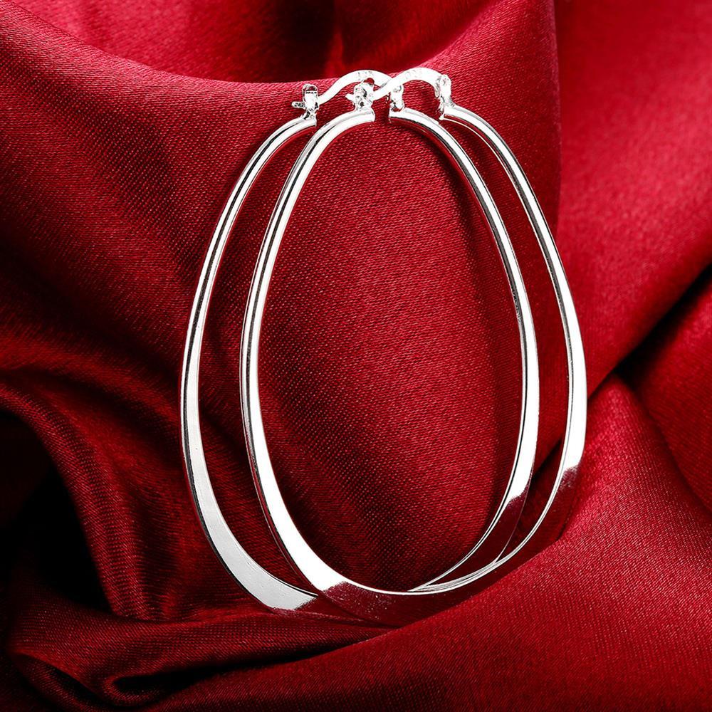 Hot new 925 Stamp Silver color Earring High Quality Fashion for Woman Jewelry flat geometry long Big earrings wedding Gift