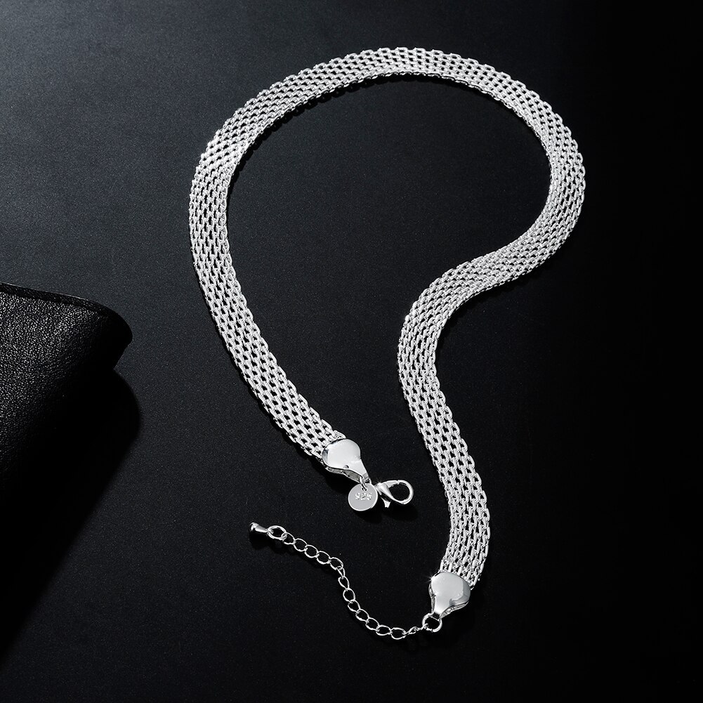 Fine Street fashion 925 Stamp Silver color Net chain necklaces for women jewelry Luxury designer party wedding engagement gifts