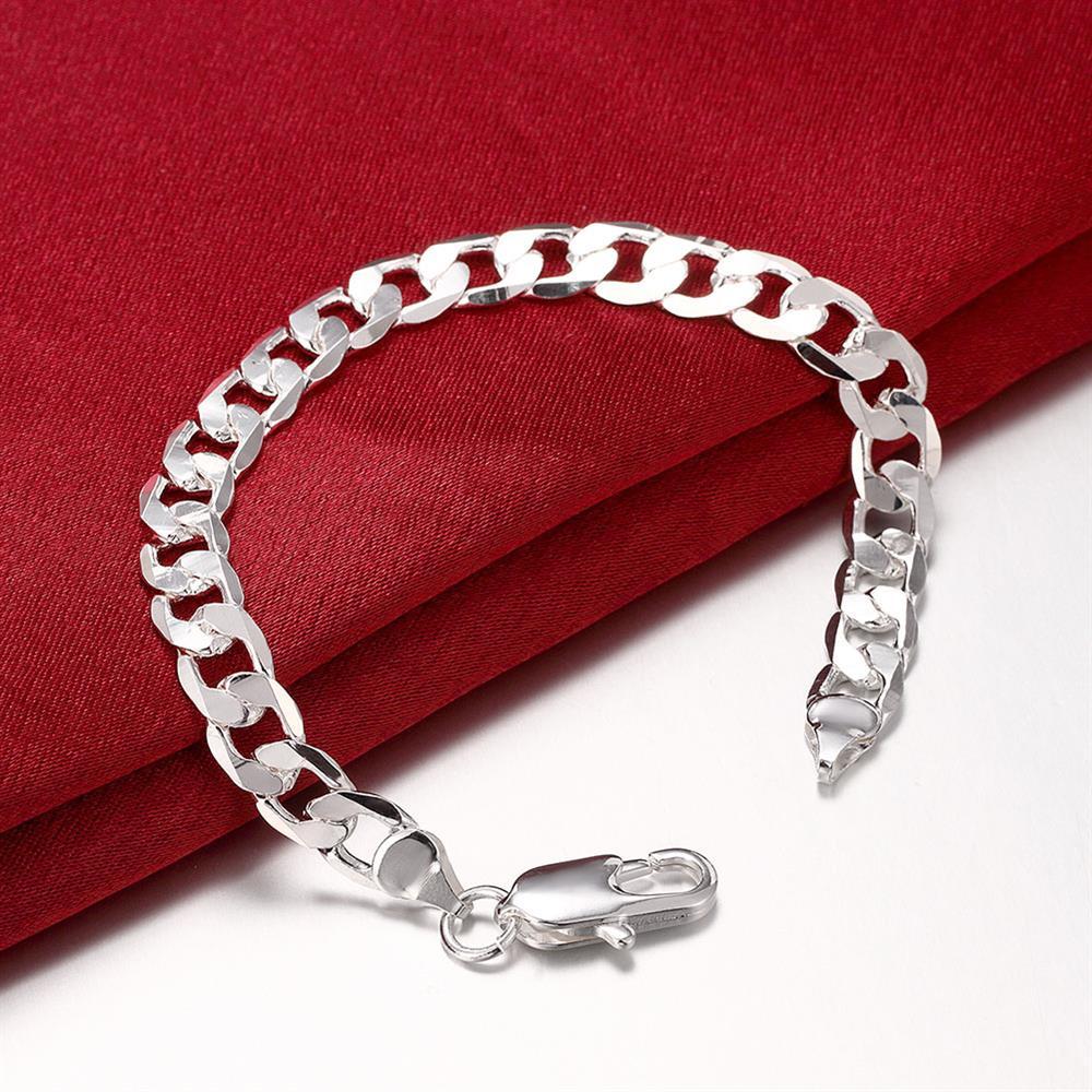 Classic men 6MM 8MM Chain 925 Stamp Silver color Bracelets necklace Jewelry set for woman Charm Fine Fashion Party wedding gifts