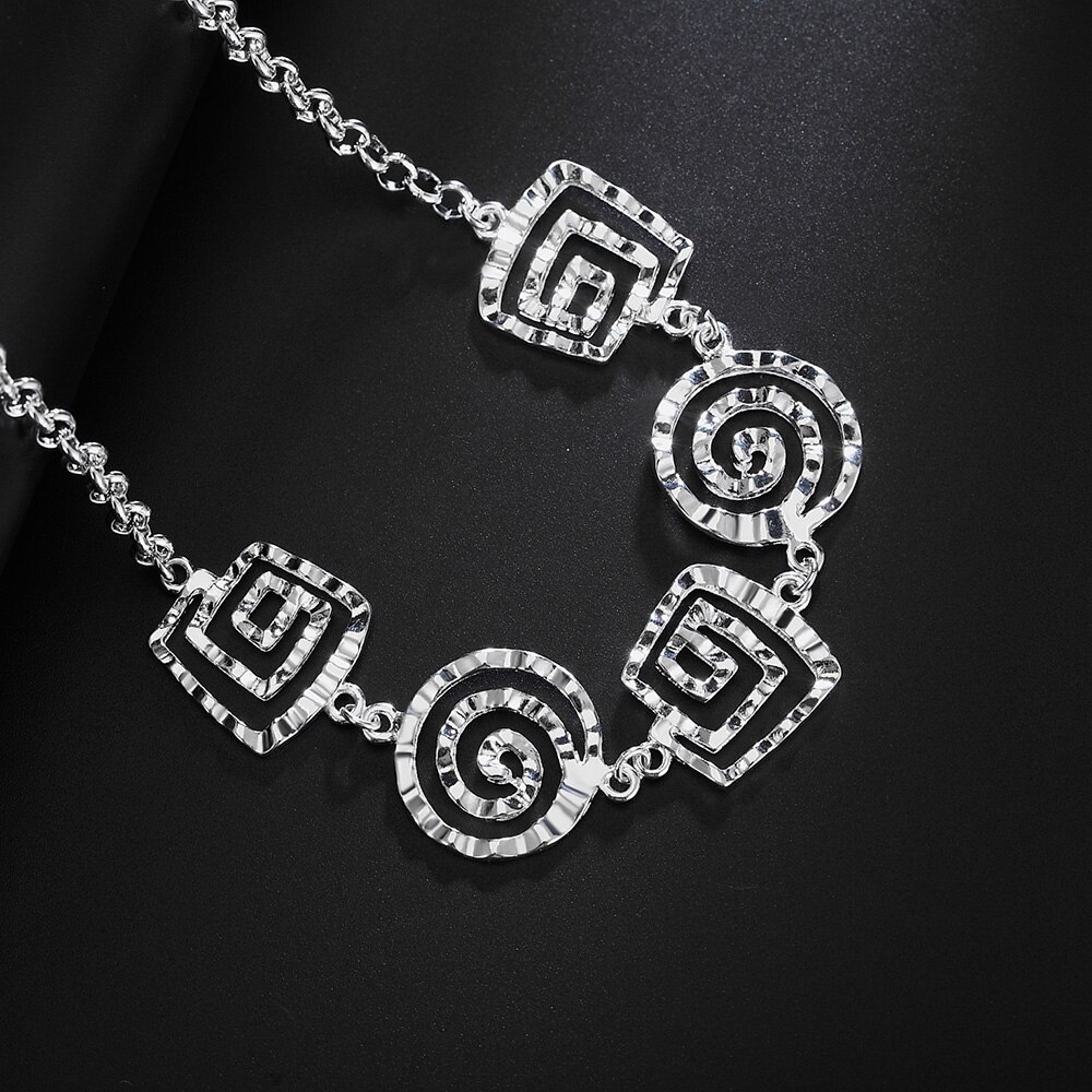 925 Stamp Silver color Jewelry sets fine Retro thread bracelets neckalce for women hot charm Fashion Party wedding Gifts