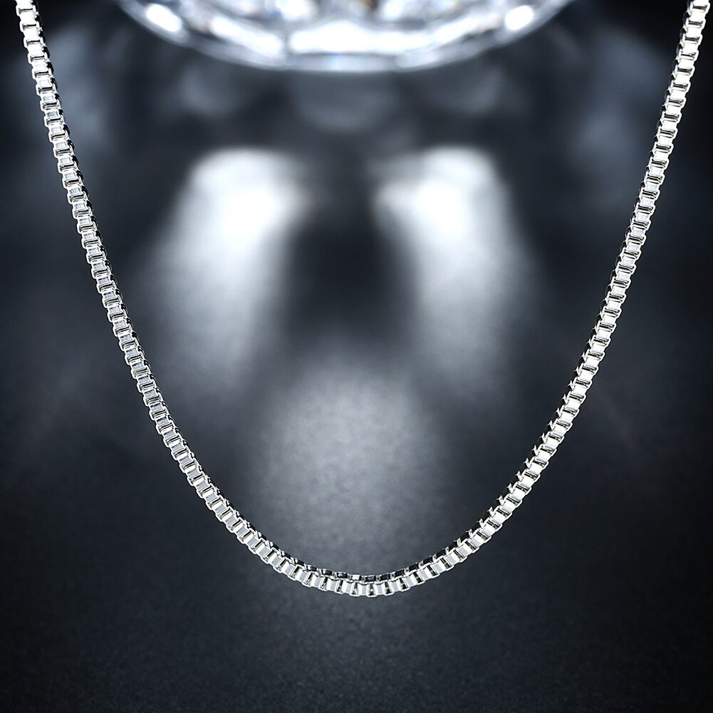 Charm 925 Stamp Silver color Necklace 16/18/20/22/24 inches fine 1.5MM Box chain For Women fine Fashion Jewelry Christmas Gift