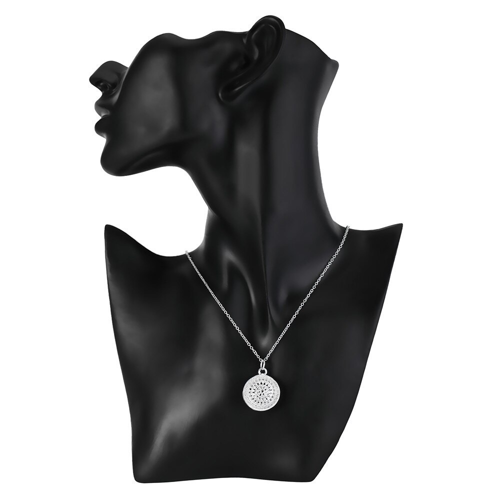 Hot new 925 Stamp Silver color Simple Retro Round necklace earrings Jewelry set for women Fashion Party wedding Christmas Gifts