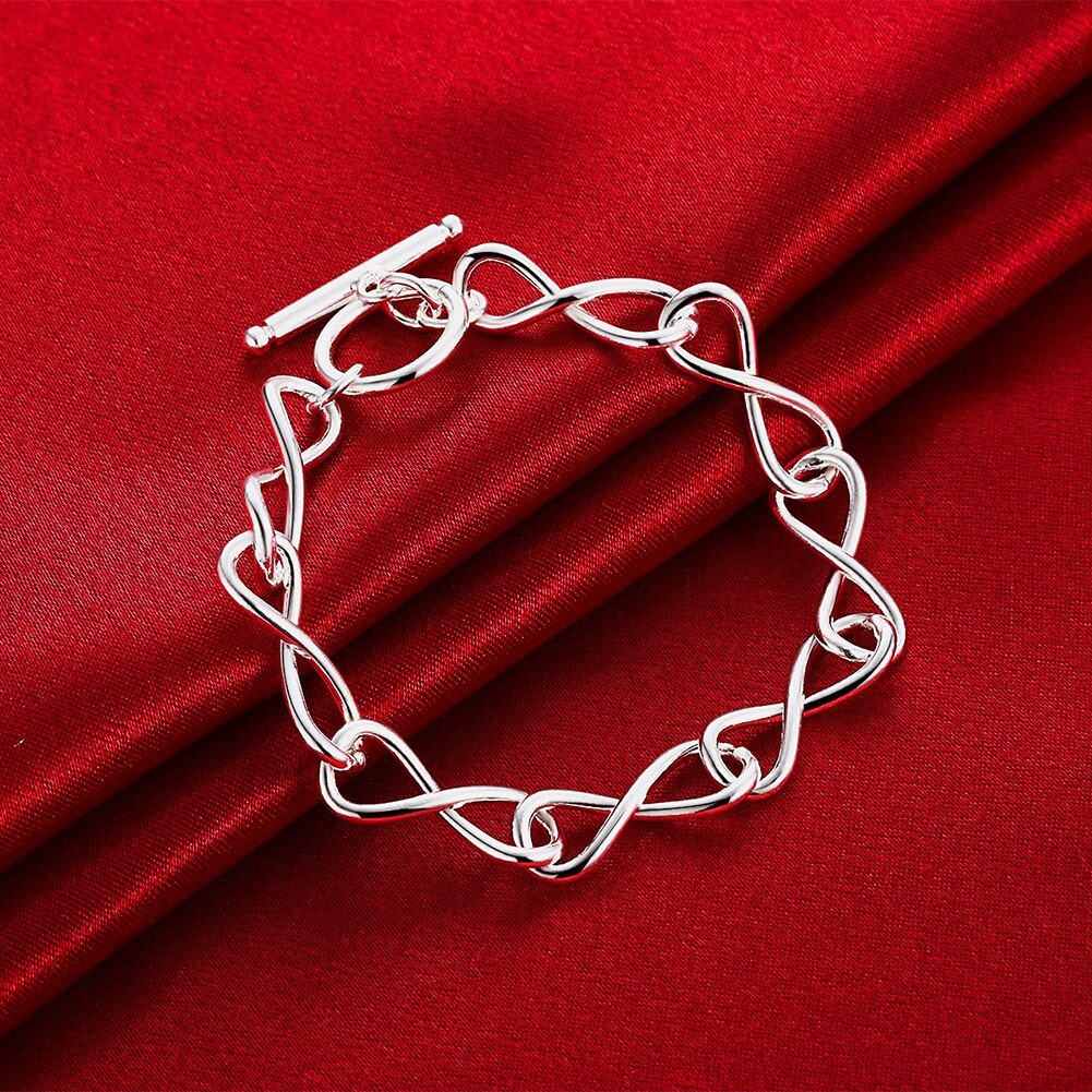 New Popular brands 925 Stamp Silver color twisted circle 8 shape Bracelets For Women fashion designer party Wedding Jewelry gift
