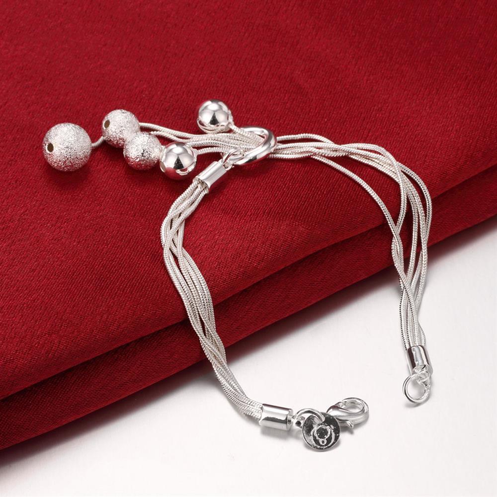 Factory direct fashion 925 Stamp Silver color Bracelet for woman Snake chain hanging frosted beads jewelry Wedding party gifts
