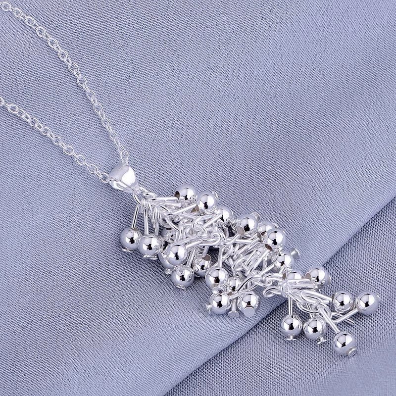 Hot charm 925 Stamp Silver color Grape beads Pendant Necklace For Women  gifts high quality Fashion party wedding Jewelry