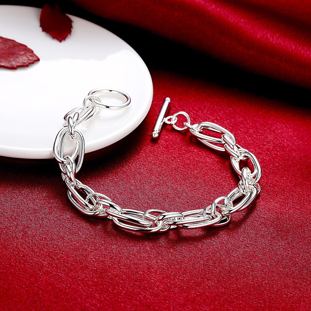 Factory direct fashion 925 Stamp Silver color Bracelet for woman fine creative circle chain trend jewelry Wedding party gifts
