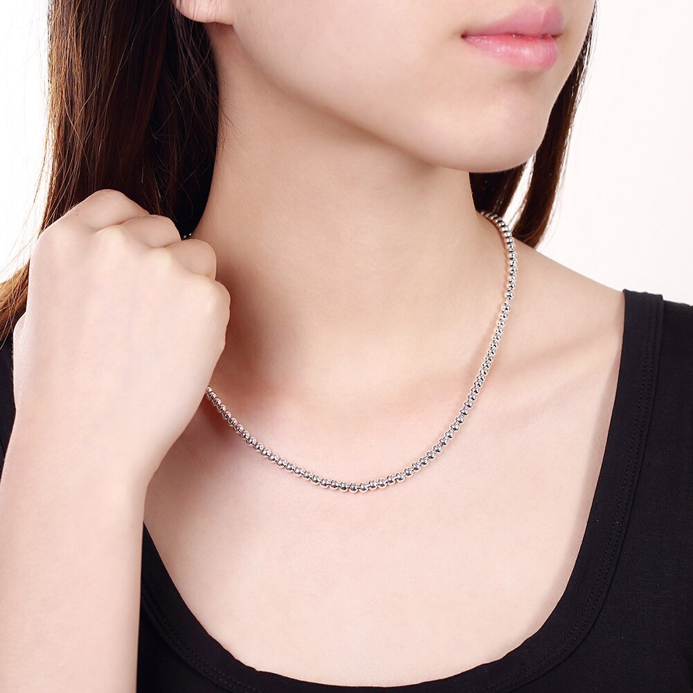 New fashion classic 4MM Buddha beads chain 925 Stamp Silver color Bracelet necklace Jewelry sets for women men wedding Party