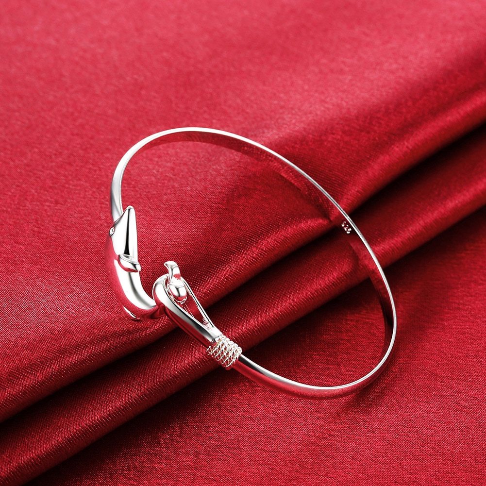 Factory Direct hot 925 Stamp Silver color fine cute dolphin bangle for Women adjustable Girl student Jewelry Fashion Party Gifts