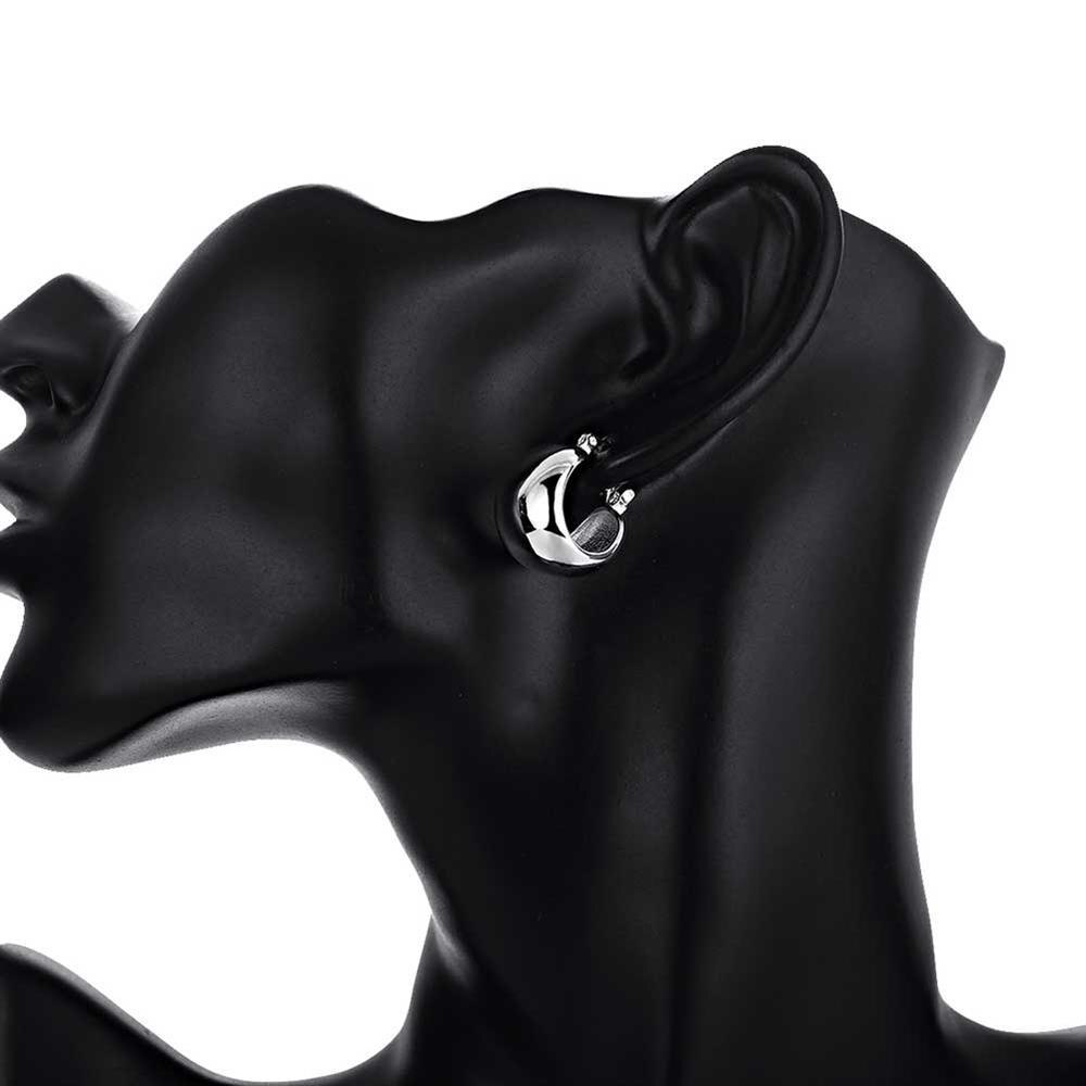 New charm 925 Stamp Silver color Earring Fashion Smooth round Earrings for Women classic Jewelry Wedding party Birthday Gifts