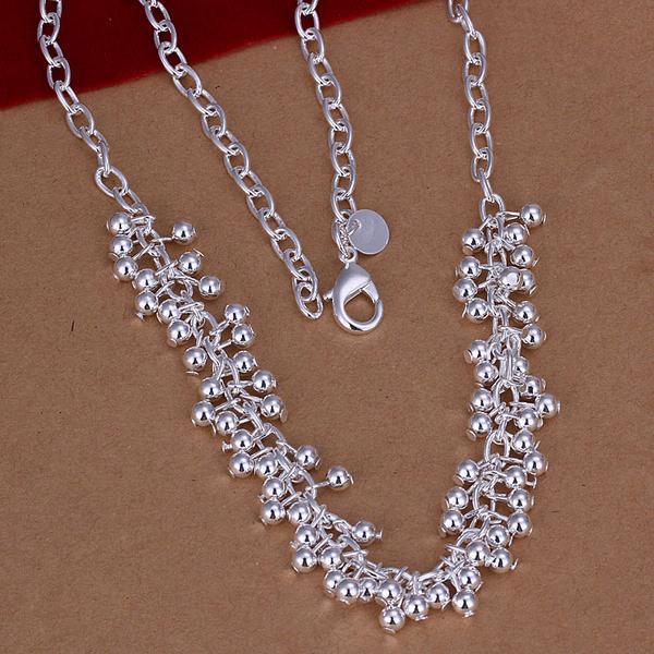 925 Stamp Silver color charm Classic Jewelry 18 Inch Beautiful smooth beads grape necklace for Women wedding Party Gifts