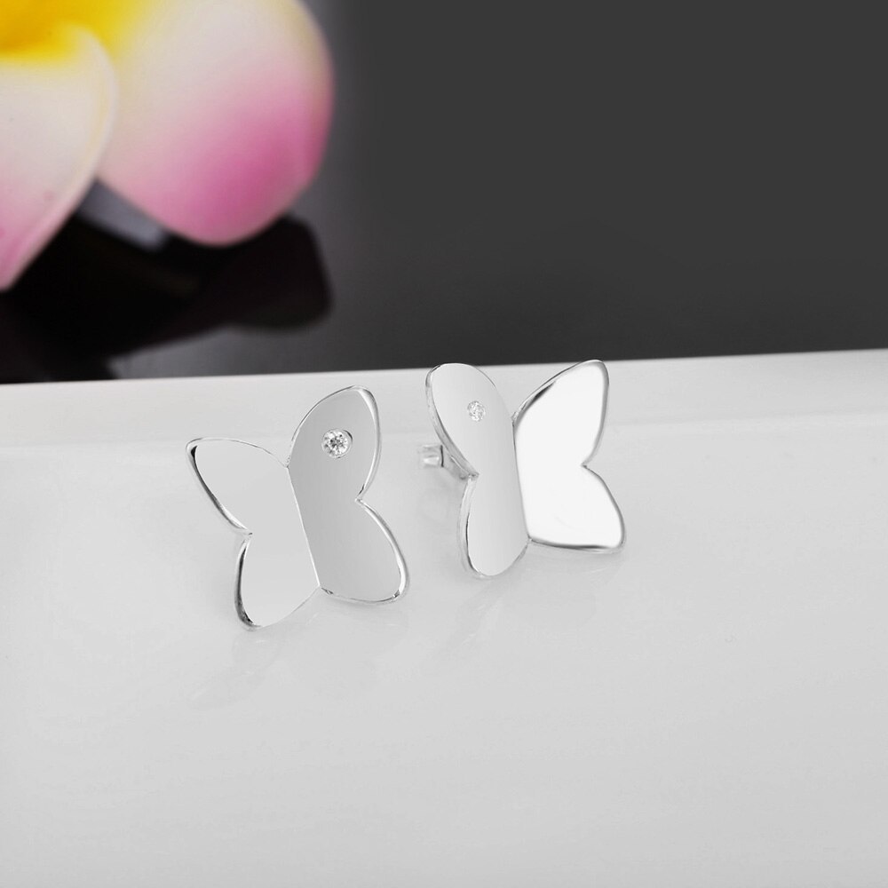 925 Stamp Silver color Earrings fashion Jewelry for Woman charm crystal butterfly diamond stud earrings Trendsetter Gifts