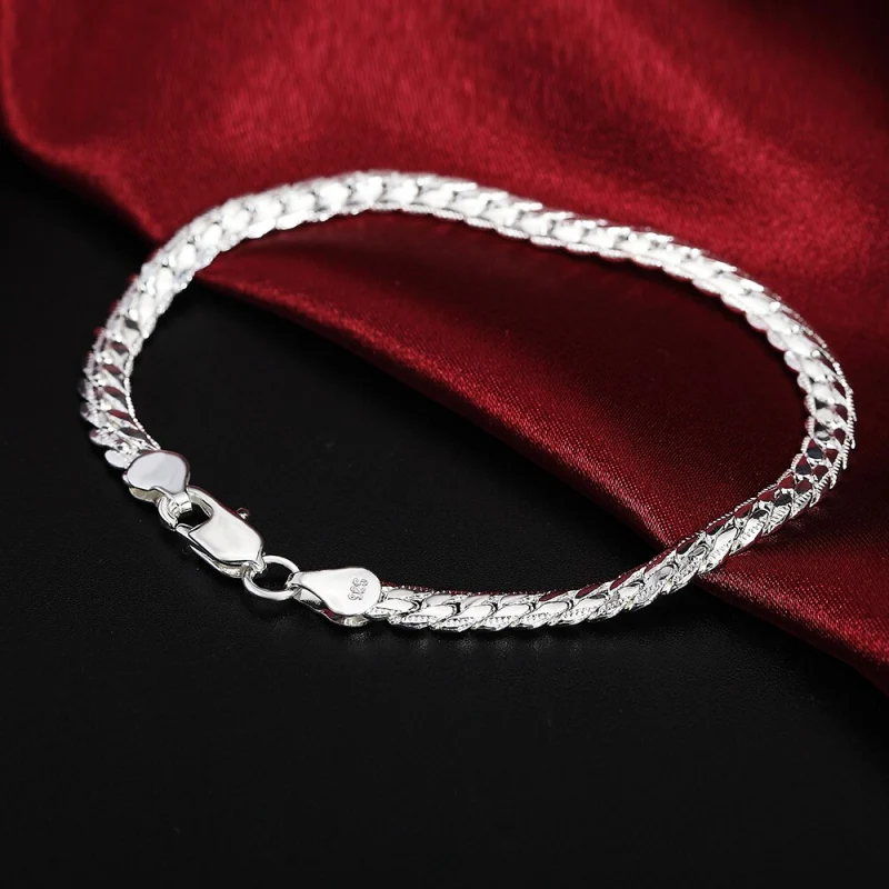 Fine 925 Stamp Silver color 6MM full chain Necklace Bracelet Fashion Jewelry For Women Men Sets Wedding party 45/50/55/60CM