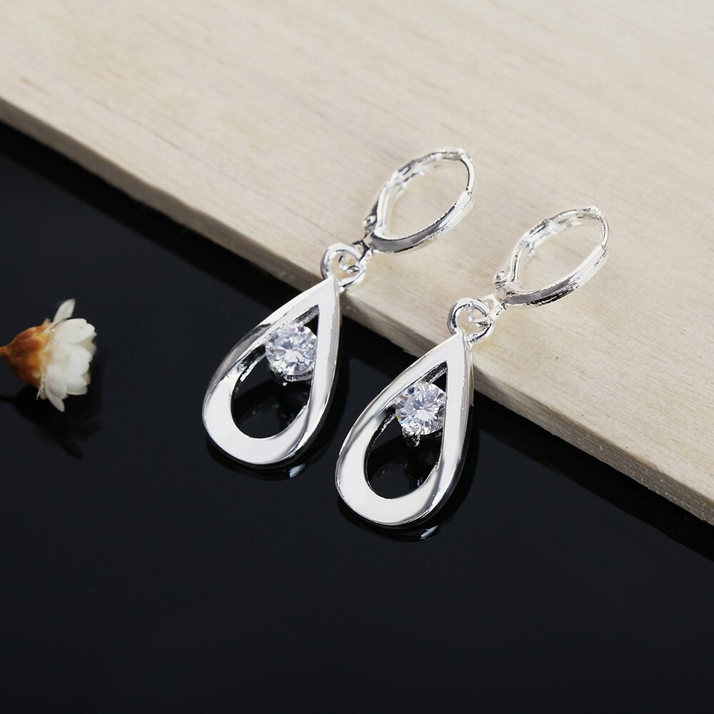 New 925 Stamp Silver color Earrings for Women Jewelry Water Droplets Zircon diamond earrings stud wedding party Christmas Gifts