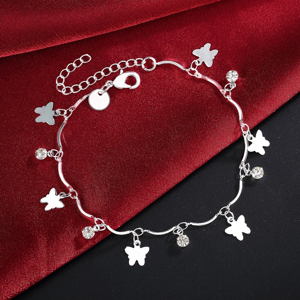Factory direct sales 925 Stamp Silver color zircon butterfly Bracelets for Women elegant Fashion Wedding Party Gift fine Jewelry
