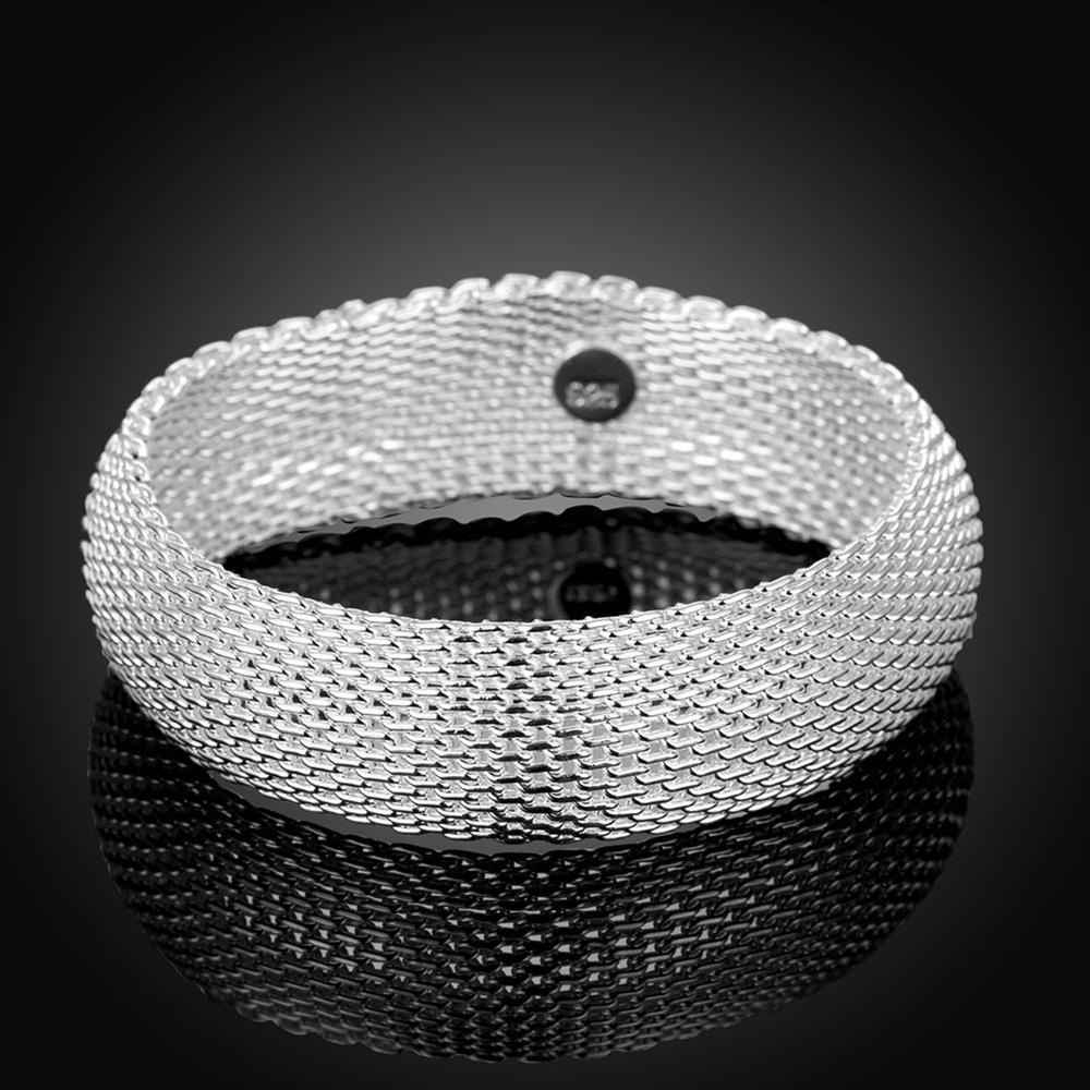 Hot luxury 925 Stamp Silver color Bracelets for Women fine Round net bangle Christmas Gifts Fashion Wedding Party Jewelry