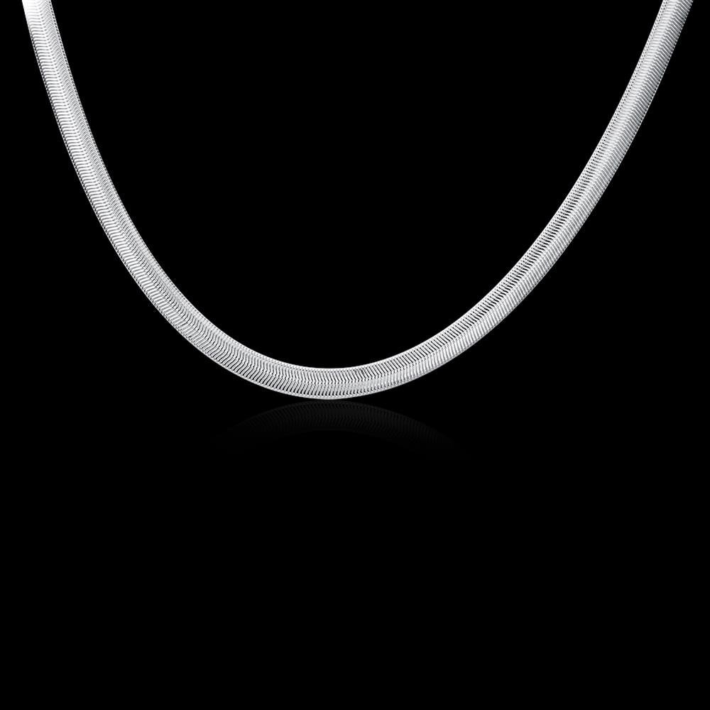 Special offer 925 Stamp Silver color 16-24 Inch 6MM Flat Snake Bone Chain Necklace Women or Men Wedding Fashion Jewelry Gifts