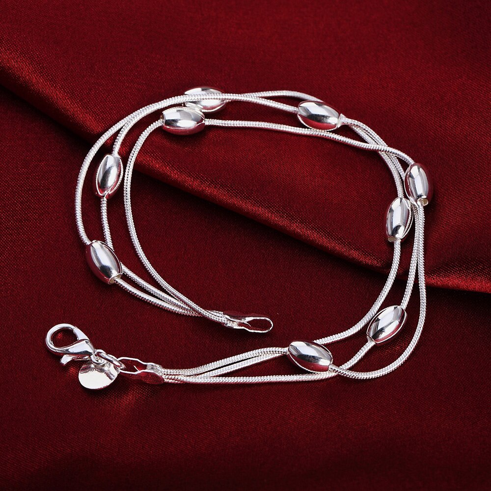 Factory outlets fashion 925 Stamp Silver color Bracelet for woman beautiful beads chain fine Luxury jewelry Wedding party gifts