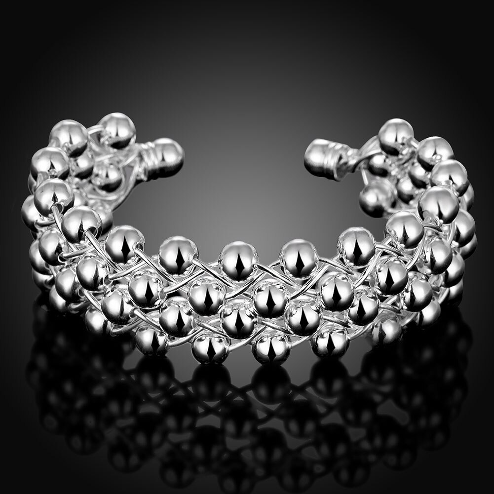 Special offer 925 Stamp Silver color Bracelets Grape beads bangle for Womens Fashion Wedding Party luxury Jewelry Christmas Gift