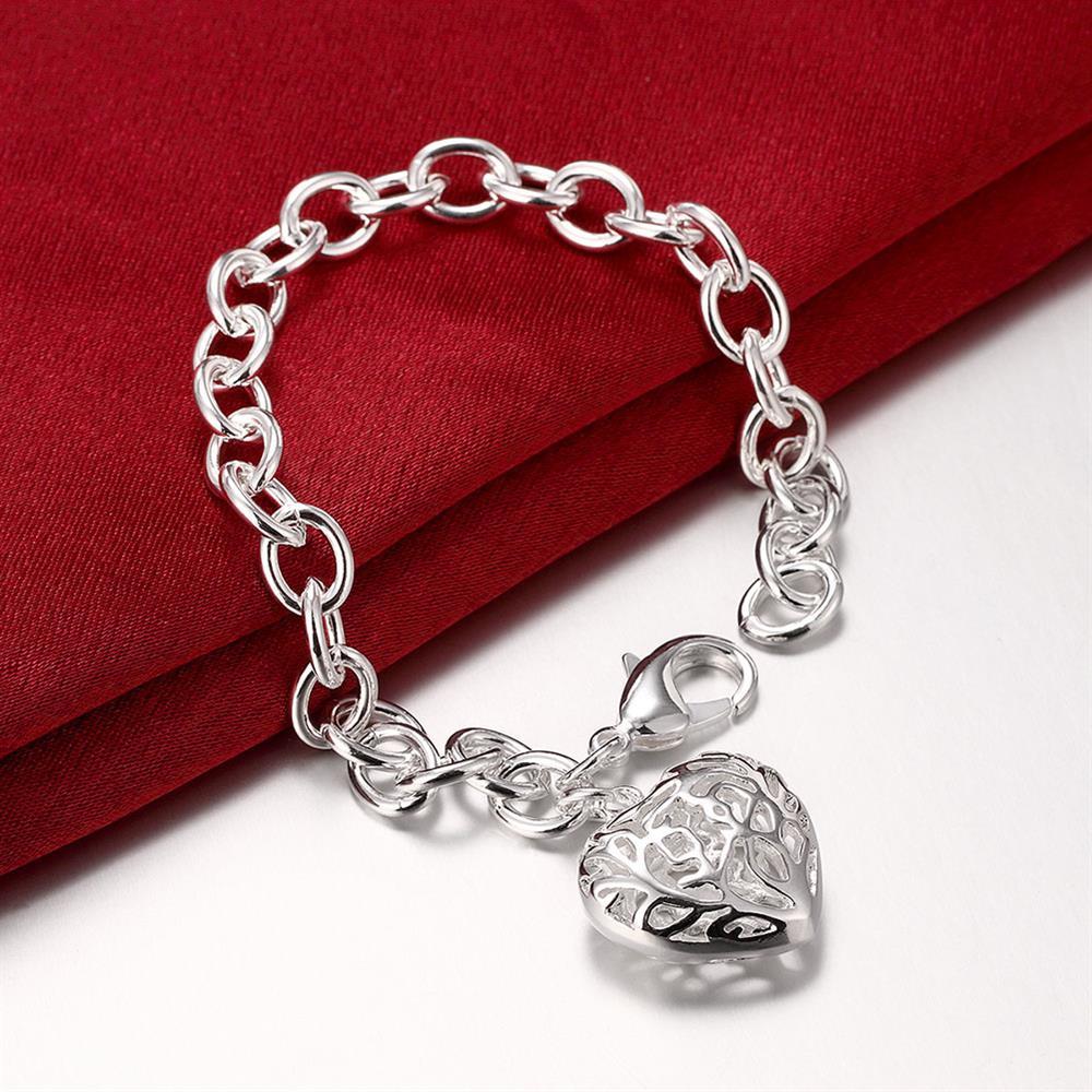Factory direct fashion 925 Stamp Silver color Bracelet for woman Beautiful hollow heart chain fine jewelry Wedding party gifts