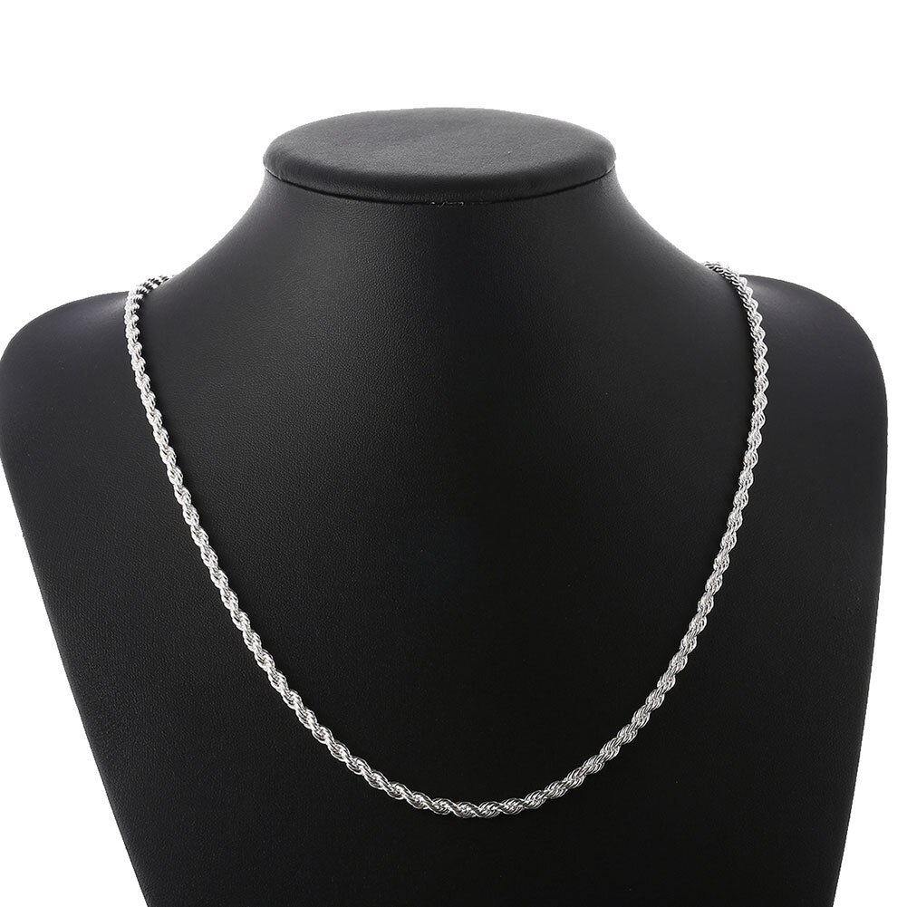 Factory Direct 925 Stamp Silver color Necklaces for woman men classic Jewelry 16-24 Inches Exquisite 4MM rope chain party Gift