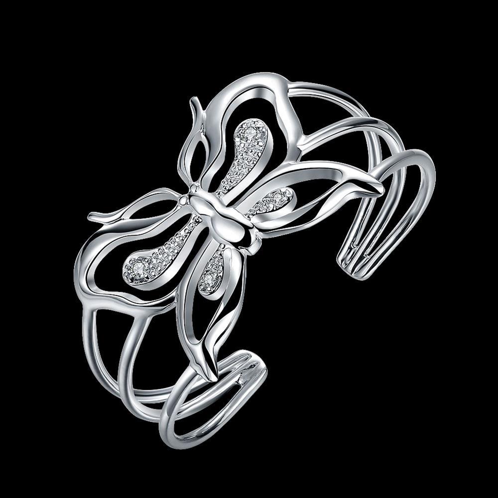 925 Stamp Silver color AAA Zircon big Butterfly wide bangles Bracelets for Women adjustable Jewelry Fashion wedding Party Gifts