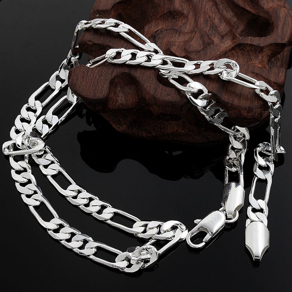 Hot sale 925 Stamp Silver color Necklace for woman men's Jewelry classic 6MM chain 20 inches fashion fine Christmas gifts party